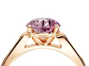 Solitaire Engagement Ring Setting for Fancy Pink Round Cut Center with Channel Accents and Prong Head in Rose Gold