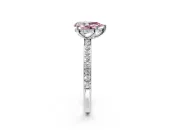 Solitaire Engagement Ring Setting for Fancy Pink Pear-Shaped Center with Fine Pave Band and Prong Head in White Gold