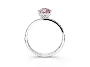 Solitaire Engagement Ring Setting for Fancy Pink Pear-Shaped Center with Fine Pave Accents and Prong Head in Platinum