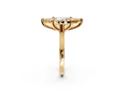 Single Halo Engagement Ring Setting for Fancy Pink Marquise Center with Corner Claws, Plain Band and Prong Head in Yellow Gold