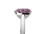 Solitaire Engagement Ring Setting for Fancy Pink Emerald Cut Center with Flat-Sided Plain Band and Prong Head in White Gold