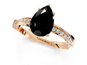 Side Accent Engagement Ring Setting for Fancy Black Pear-Shaped Center with Accent Shoulders and Prong Head in Rose Gold
