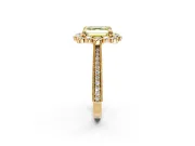 Milgrain Halo Engagement Ring Setting for Fancy Yellow Asscher Cut Center with Bezel Point Accents and Prong Head in Yellow Gold