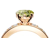 Solitaire Engagement Ring Setting for Fancy Yellow Heart-Shaped Center with Channel-Set Accents and Prong Head in Rose Gold