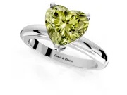 Solitaire Engagement Ring Setting for Fancy Yellow Heart-Shaped Center with Wire Band and Prong Head in Platinum
