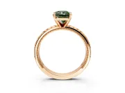 Solitaire Engagement Ring Setting for Fancy Green Radiant Cut Center with Milgrain X Pattern Band and Prong Head in Rose Gold