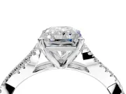 Solitaire Engagement Ring Setting for Radiant Cut Center with Twisted Pave Split Shank and Prong Head in Platinum