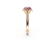 Floral Engagement Ring Setting for Fancy Pink Cushion Cut Center with Four Accent Clusters and Prong Head in Rose Gold