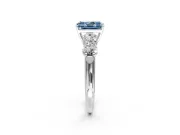 5 Stone Engagement Ring Setting for Fancy Blue Radiant Cut Center with Graduated Accents and Prong Head in Platinum