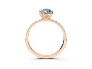 Solitaire Engagement Ring Setting for Fancy Blue Pear-Shaped Center with Fine Pave Accents and Prong Head in Rose Gold