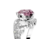 Solitaire Engagement Ring Setting for Fancy Pink Heart-Shaped Center with Pave Bypass Twist Band and Prong Head in White Gold