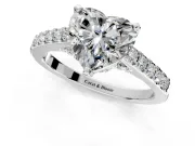Solitaire Engagement Ring Setting for Heart-Shaped Center with Crossover Accents and Prong Head in White Gold