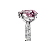 Solitaire Engagement Ring Setting for Fancy Pink Heart-Shaped Center with Micro Pave Band and Prong Head in Platinum
