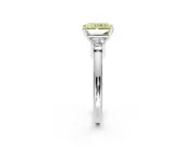 3 Stone Engagement Ring Setting for Fancy Yellow Radiant Cut Center with Wide Plain Band and Prong Head in Platinum