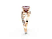 Solitaire Engagement Ring Setting for Fancy Pink Asscher Cut Center with Pave Bypass Twist Band and Prong Head in Rose Gold