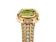 Solitaire Engagement Ring Setting for Fancy Yellow Asscher Cut Center with Accented Split Shank and Prong Head in Yellow Gold
