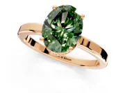 Hidden Halo Engagement Ring Setting for Fancy Green Oval Center with Wide Flat Plain Band and Prong Head in Rose Gold
