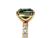 Solitaire Engagement Ring Setting for Fancy Green Asscher Cut Center with Round Cut Pave Band and Prong Head in Yellow Gold