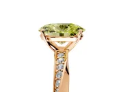 Side Accent Engagement Ring Setting for Fancy Yellow Oval Center with Accent Shoulders and Prong Head in Rose Gold