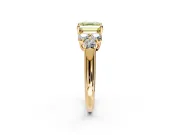 Cluster Engagement Ring Setting for Fancy Yellow Asscher Cut Center with Round Cut Accent Frame and Prong Head in Yellow Gold