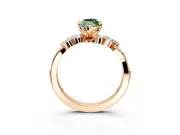 Solitaire Engagement Ring Setting for Fancy Green Marquise Center with Marquise Accent Twist Band and Prong Head in Rose Gold