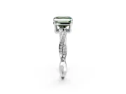 Solitaire Engagement Ring Setting for Fancy Green Asscher Cut Center with Twisted Pave Band and Prong Head in Platinum