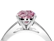 Solitaire Engagement Ring Setting for Fancy Pink Cushion Cut Center with Princess Cut Channel Band and Prong Head in White Gold