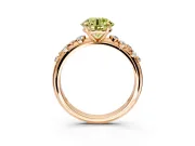 Cluster Engagement Ring Setting for Fancy Yellow Round Cut Center with Round Cut Accent Band and Prong Head in Rose Gold