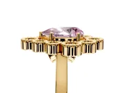 Cluster Halo Engagement Ring Setting for Fancy Pink Pear-Shaped Center with Milgrain Bezel Accents and Prong Head in Yellow Gold