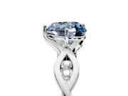 Solitaire Engagement Ring Setting for Fancy Blue Heart-Shaped Center with Accented Twist Band and Leaf Prong Head in Sterling Silver