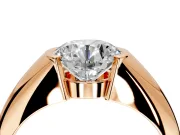 Tension Engagement Ring Setting for Round Cut Center with Wide Tapered Band and Tension Head in Rose Gold