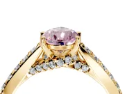 Solitaire Engagement Ring Setting for Fancy Pink Pear-Shaped Center with Crossover Accents and Prong Head in Yellow Gold