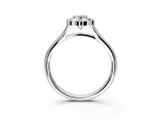 Solitaire Engagement Ring Setting for Oval Center with V Split Shank and Bezel Head in Platinum