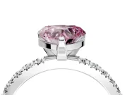 Solitaire Engagement Ring Setting for Fancy Pink Heart-Shaped Center with Fine Pave Band and Claw Prong Head in Platinum