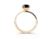 Solitaire Engagement Ring Setting for Fancy Black Oval Center with Pave Accents and Prong Head in Rose Gold