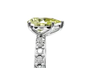 Solitaire Engagement Ring Setting for Fancy Yellow Pear-Shaped Center with Round Cut Pave Band and Prong Head in Platinum