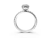 Solitaire Engagement Ring Setting for Radiant Cut Center with Shared-Prong Accents and Prong Head in Sterling Silver