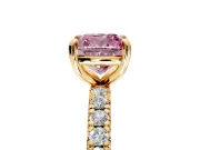 Solitaire Engagement Ring Setting for Fancy Pink Cushion Cut Center with Shared-Prong Accents and Prong Head in Yellow Gold