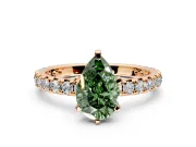Solitaire Engagement Ring Setting for Fancy Green Pear-Shaped Center with Shared-Prong Accents and Prong Head in Rose Gold