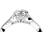 Solitaire Engagement Ring Setting for Oval Center with Twisted Pave Split Shank and Prong Head in Platinum