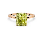 Solitaire Engagement Ring Setting for Fancy Yellow Radiant Cut Center with Straight Thin Band and Prong Head in Rose Gold