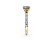 Open Basket Engagement Ring Setting for Fancy Green Princess Cut Center with Pave Band and Prong Head in Rose Gold