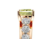 Solitaire Engagement Ring Setting for Fancy Yellow Princess Cut Center with Graduated Shared Prongs and Prong Head in Rose Gold