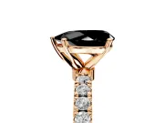 Open Basket Engagement Ring Setting for Fancy Black Pear-Shaped Center with Pave Band and Prong Head in Rose Gold
