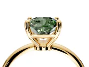 Minimalist Solitaire Engagement Ring Setting for Fancy Green Cushion Cut Center with Thin Band and Prong Head in Yellow Gold