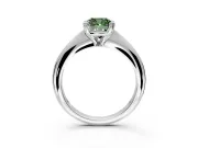 Solitaire Engagement Ring Setting for Fancy Green Cushion Cut Center with Reverse Tapered Band and Prong Head in Sterling Silver