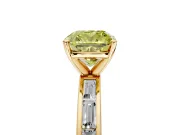 Solitaire Engagement Ring Setting for Fancy Yellow Cushion Cut Center with Channel Baguette Band and Prong Head in Yellow Gold