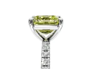 Solitaire Engagement Ring Setting for Fancy Yellow Asscher Cut Center with Fine Pave Narrow Band and Prong Head in White Gold