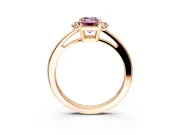 3 Stone Engagement Ring Setting for Fancy Pink Emerald Cut Center with Low-Set Round Cut Accents and Prong Head in Rose Gold