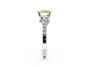 Solitaire Engagement Ring Setting for Fancy Yellow Radiant Cut Center with Crossover Accents and Prong Head in Platinum